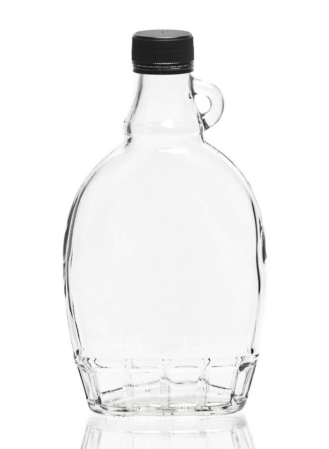 North Mountain Supply 12 Ounce Glass Maple Syrup Bottles with Loop Handle & Black Plastic Tamper Evident Lids - Case of 12 - Image 3
