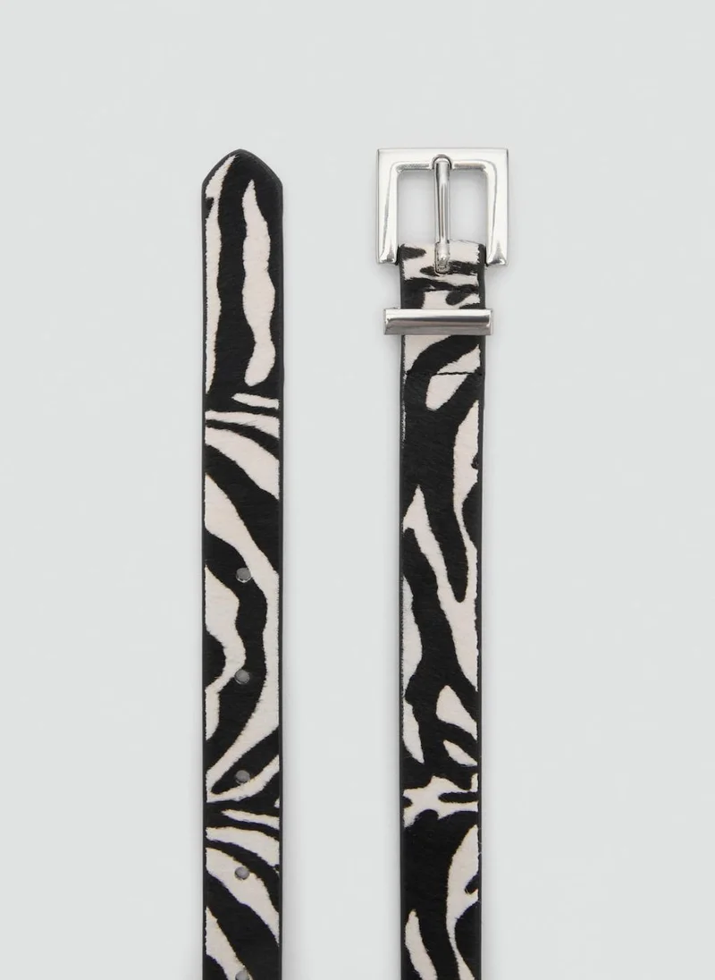 مانجو Zebra-Print Fur Belt