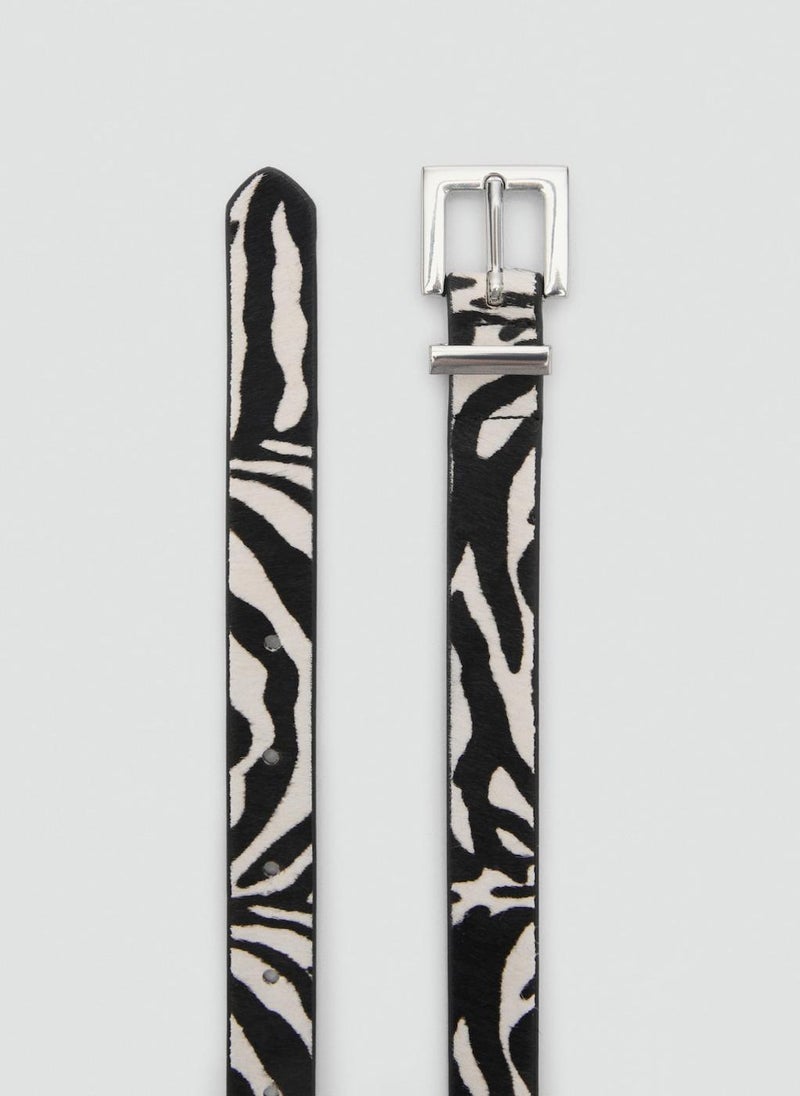 MANGO - Zebra-Print Fur Belt - Image 1