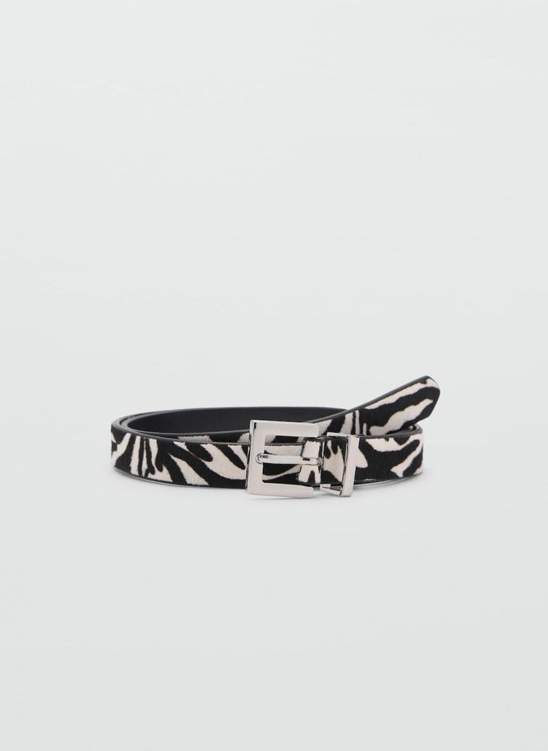 MANGO - Zebra-Print Fur Belt - Image 1