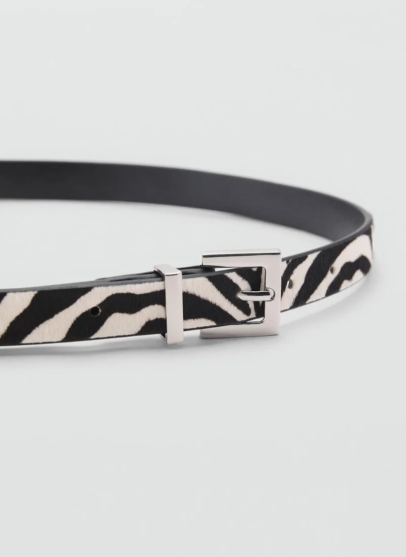 MANGO Zebra-Print Fur Belt