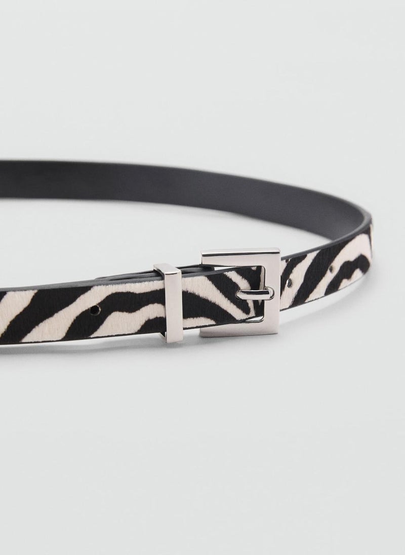 MANGO - Zebra-Print Fur Belt - Image 1