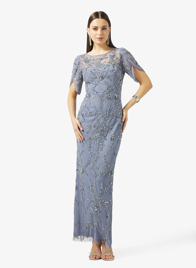 Adrianna Papell Bead Long Petal Dress - Image 1