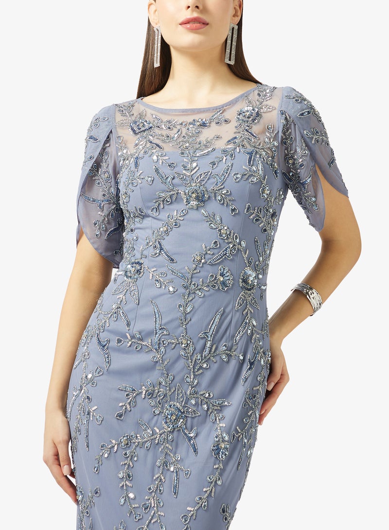Adrianna Papell Bead Long Petal Dress - Image 3