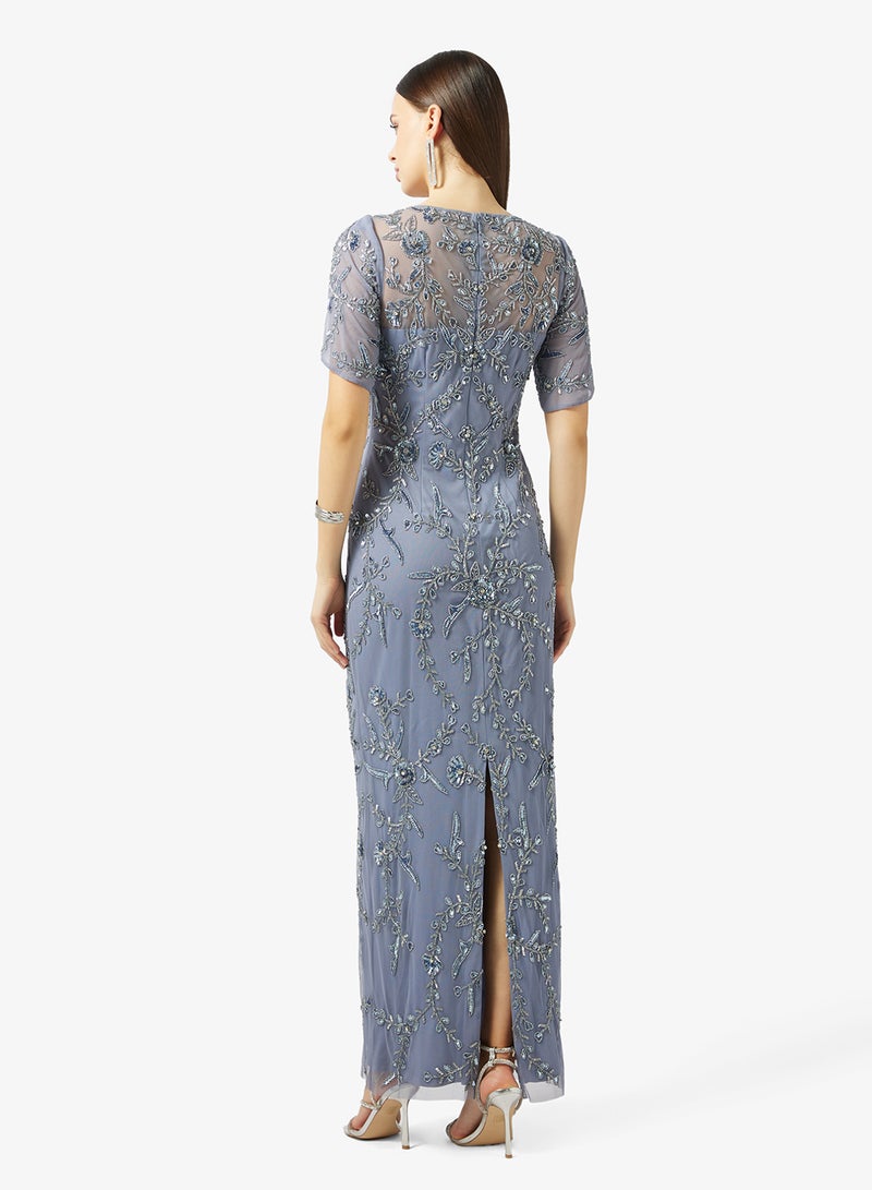 Adrianna Papell Bead Long Petal Dress - Image 2