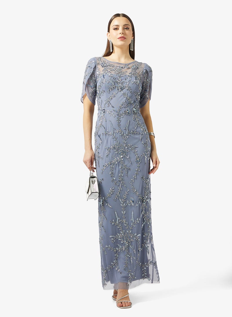 Adrianna Papell Bead Long Petal Dress - Image 4