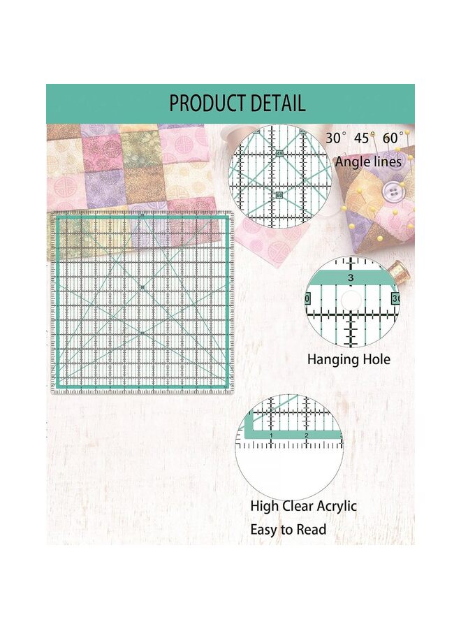 6PCS Quilting Rulers, Clear Acrylic Square Quilting Templates, Fabric Cutting Ruler for Craft Projects Quilting and Sewing (Size : GREEN) - Image 2