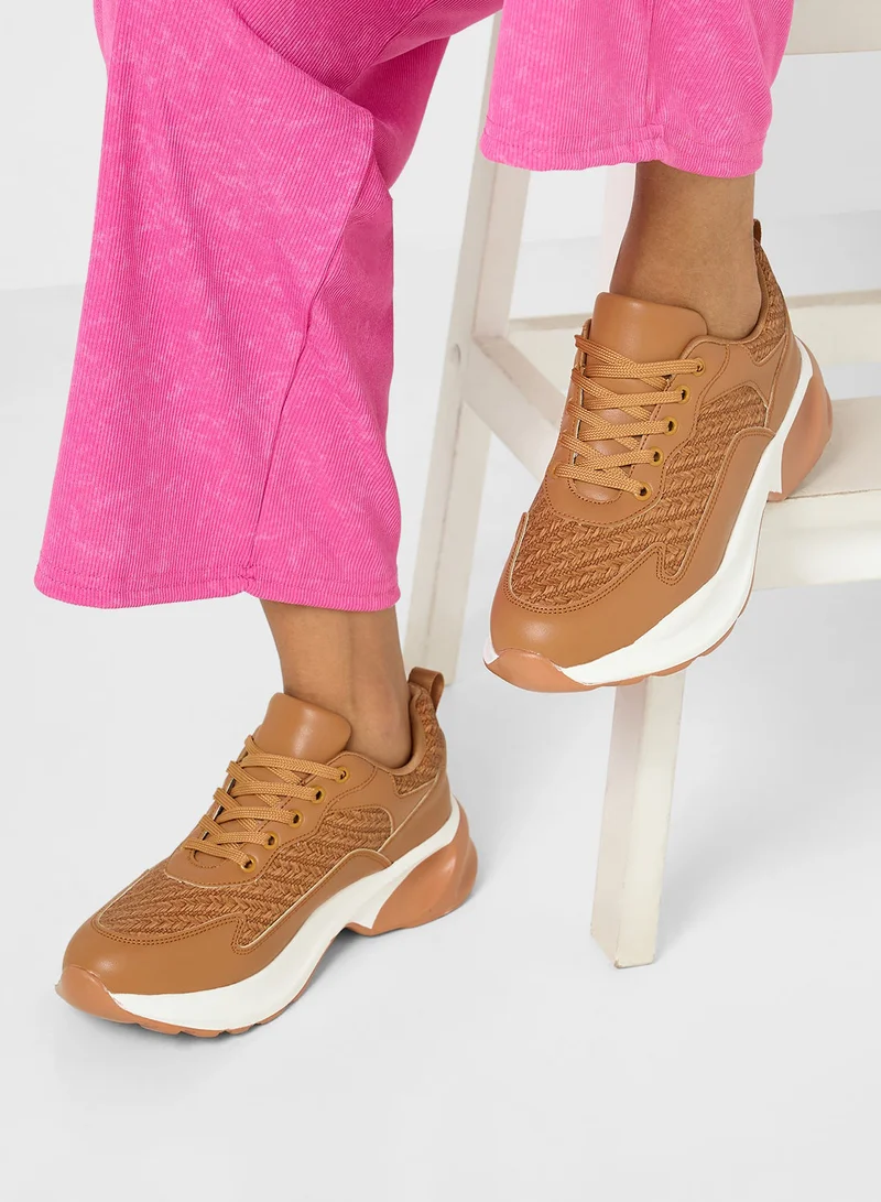 Ginger Weave Detail Chunky Sneakers