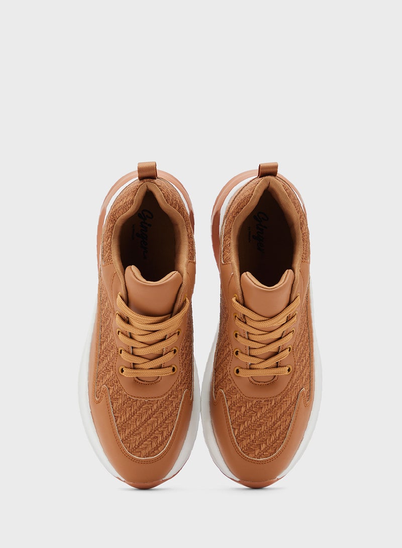 Ginger Weave Detail Chunky Sneakers  - Image 4
