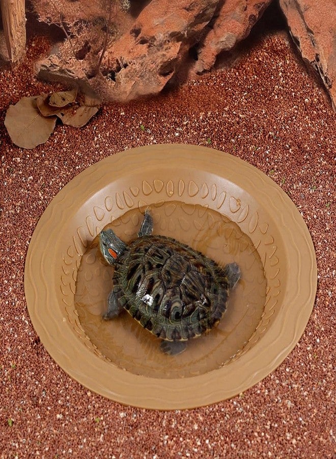 HIERYAN Turtle Bathing Pool Small for Reptiles & Amphibians - Resin Water Dish & Feeding Bowl with Gentle Slope - Safe for Turtles, Lizards, Frogs, Snakes (Yellow) - Image 1