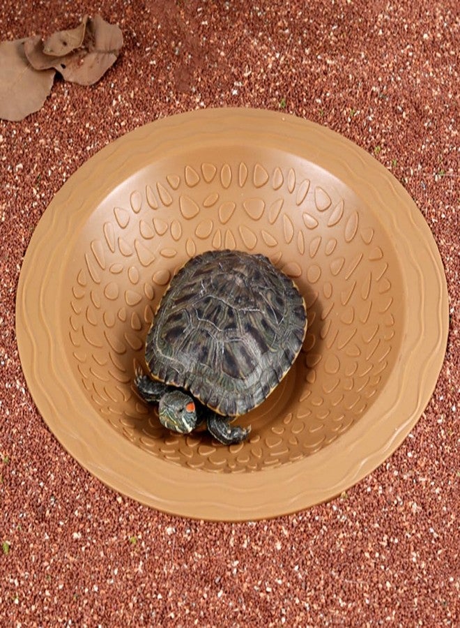HIERYAN Turtle Bathing Pool Small for Reptiles & Amphibians - Resin Water Dish & Feeding Bowl with Gentle Slope - Safe for Turtles, Lizards, Frogs, Snakes (Yellow) - Image 2