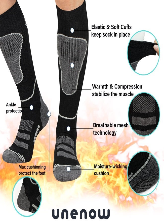 unenow Merino Wool Ski Socks 2 Pairs, Thermal Knee High Warm Socks for Snowboarding, Hiking, Cold Weather, Snow, Hunting - Image 5