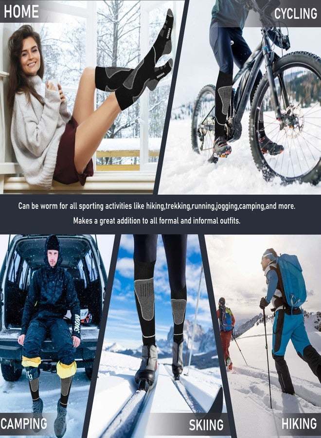 unenow Merino Wool Ski Socks 2 Pairs, Thermal Knee High Warm Socks for Snowboarding, Hiking, Cold Weather, Snow, Hunting - Image 2
