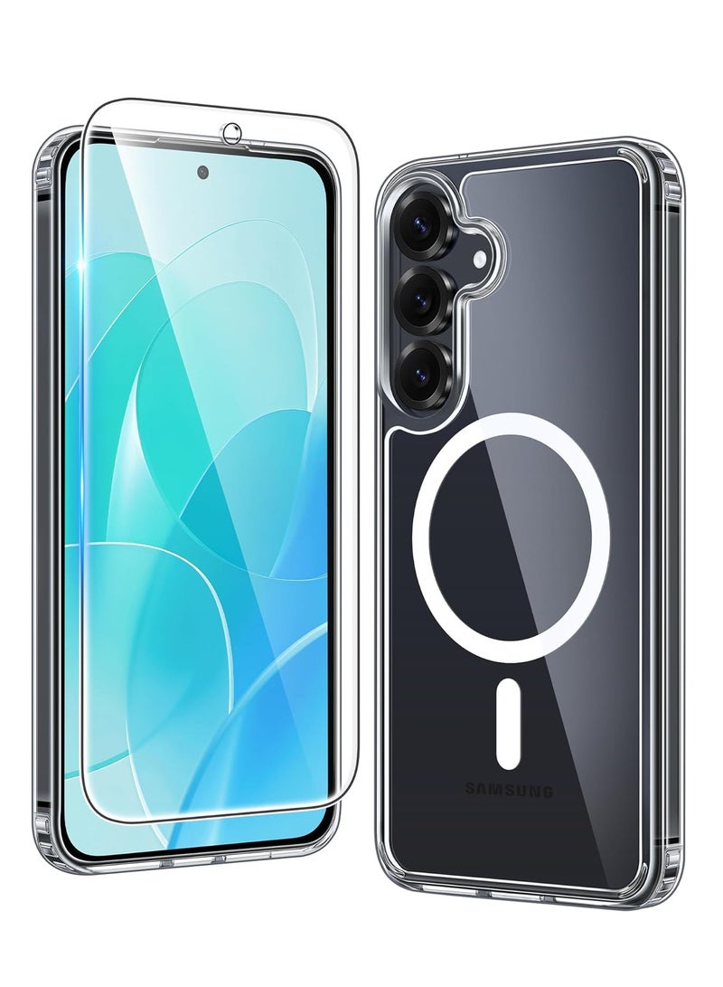 Houmt Samsung Galaxy S25 FE Case Magnetic Clear Anti Yellowing Cover For Galaxy S25 FE with 9D Ultra Clear Tempered Glass For Samsung Galaxy S25 FE 6.7-inch - Image 1