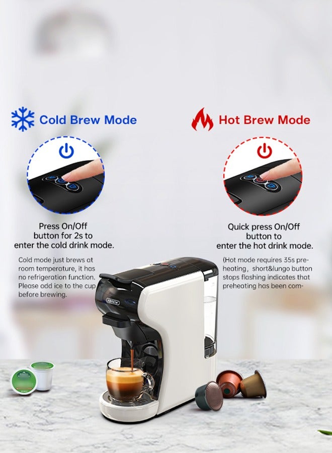 HiBREW ماكينة قهوة HiBREW 4 في 1 متعددة الاستخدامات لصنع الإسبريسو الساخن والبارد لكبسولات نيسبريسو وقهوة مطحونة H1A باللون الأبيض - Image 5