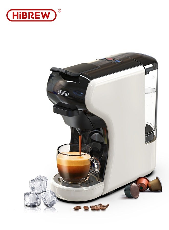HiBREW ماكينة قهوة HiBREW 4 في 1 متعددة الاستخدامات لصنع الإسبريسو الساخن والبارد لكبسولات نيسبريسو وقهوة مطحونة H1A باللون الأبيض - Image 1