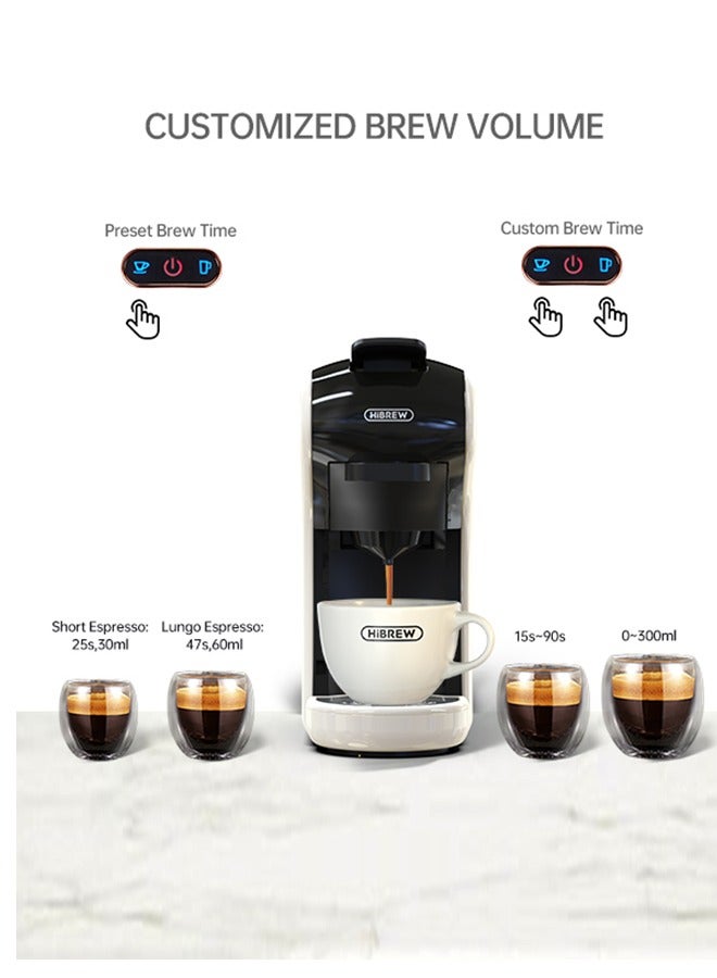 HiBREW ماكينة قهوة HiBREW 4 في 1 متعددة الاستخدامات لصنع الإسبريسو الساخن والبارد لكبسولات نيسبريسو وقهوة مطحونة H1A باللون الأبيض - Image 3