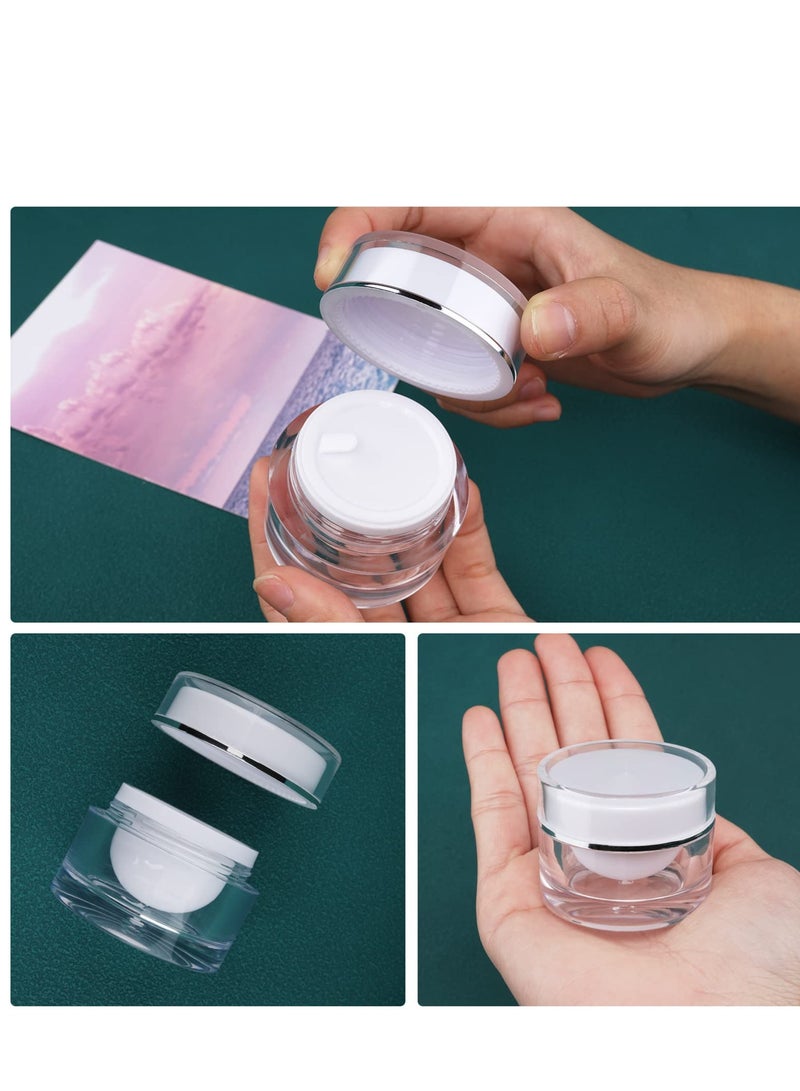 6 pcs Plastic Cream Jars 10 Gram Clear Lotion Travel Containers with Lids with Inner Liners Leakproof Wide-Mouth for Toiletry Makeup Cream Liquid Slime(0.35oz White) - Image 5