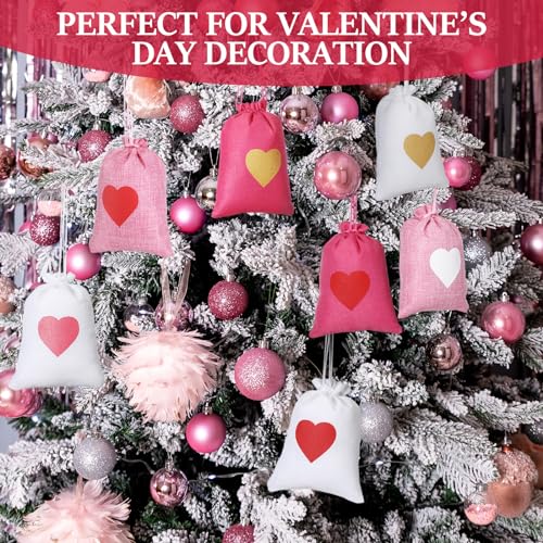 Locmeo 36 Pcs Valentine's Day Burlap Gift Bags with Drawstring Heart Burlap Bags Mini Valentines Present Pouch for Wedding Baby Shower Party Favors DIY Craft(Classic Colors,5 x 7 Inch) - Image 4