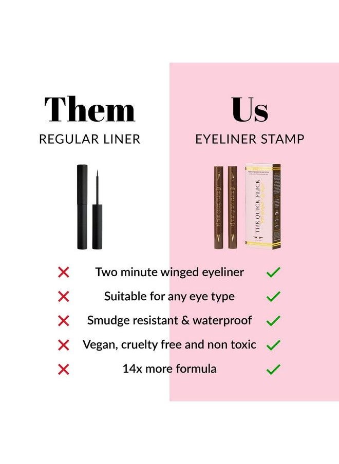 The Quick Flick Wings Eyeliner Stamp FeltTip Liquid Eyeliner WaterandSmudgeProof Cat Eyeliner Hot Fudge Liquid Eyeliner Pen To The Point 10mm (2mm Thickest) Winged Eyeliner Stamp 2 Pens  - Image 5