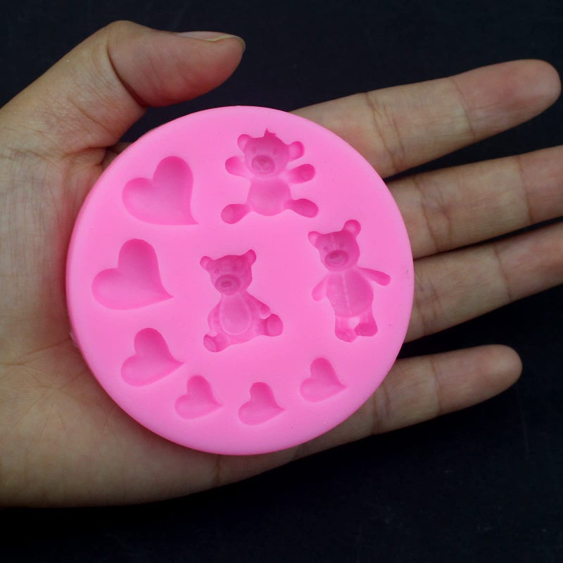 Yedadone 3 Pieces Bear Silicone Mold Valentines Day Fondant Mold Cute Bear Chocolate Fondant Mold for Chocolate Candy Gum Paste Crafting Polymer Clay Cake Decorating - Image 3