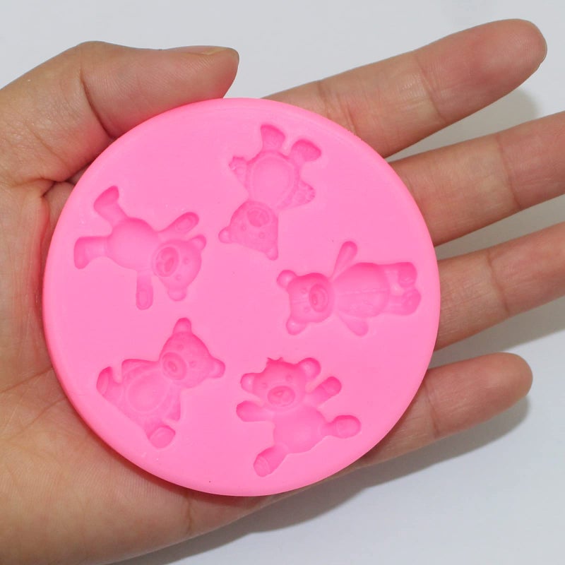 Yedadone 3 Pieces Bear Silicone Mold Valentines Day Fondant Mold Cute Bear Chocolate Fondant Mold for Chocolate Candy Gum Paste Crafting Polymer Clay Cake Decorating - Image 4