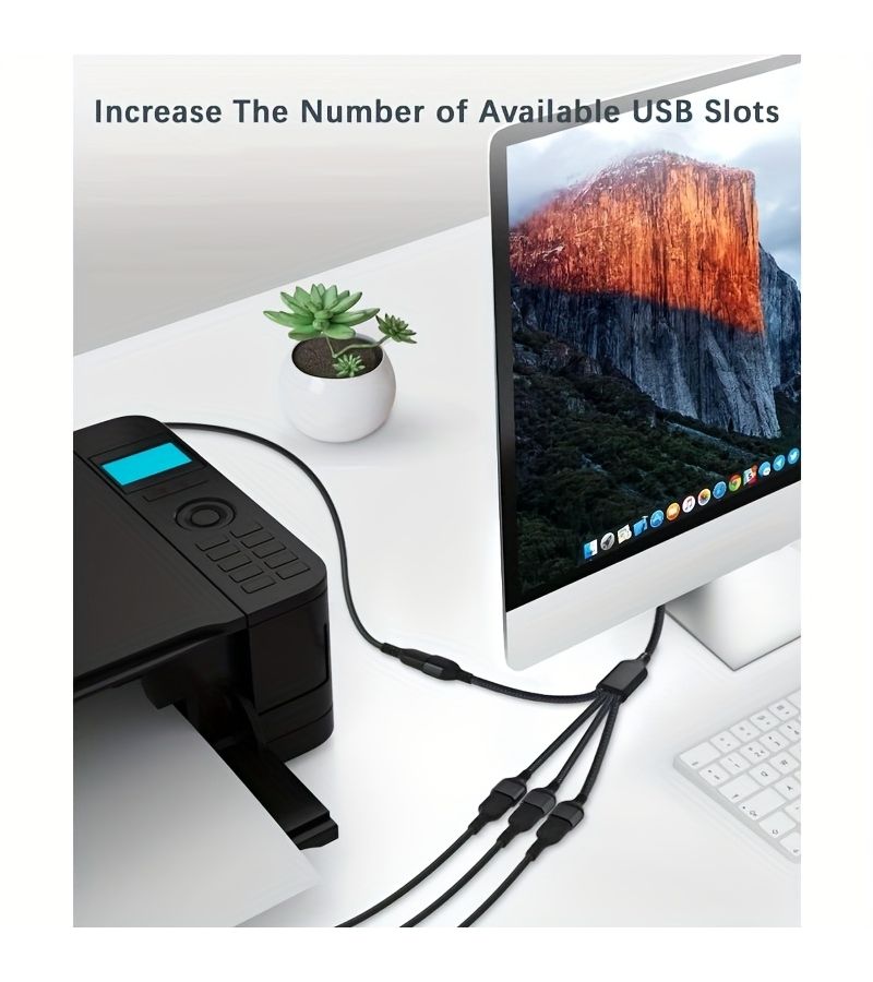 USB Hub with 1 Input and 4 Outputs Grey USB Y Cable USB A Male to Four Female Extension Adapter 4 Port Multi Port Expander Dual Data Power Charger Splitter for Car PS4 PS5 and Laptops - Image 5