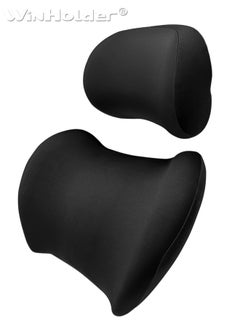 WinHolder Car Back Cushion Lumbar Support And Car Neck Pillow Kit Memory Foam Erognomic Design Universal Fit Muscle Pain And Tension Relief For Car Seat  - Image 2