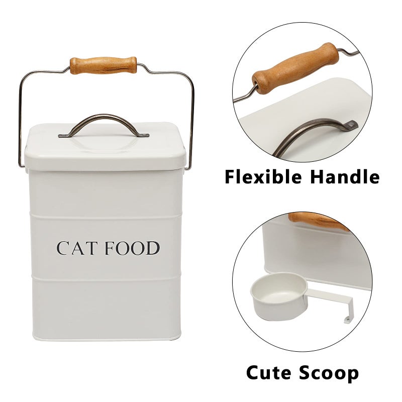 Morezi Cat Food Treat Storage Container with lid scoop included - Perfect Farmhouse Cat Food Bin for Kitchen Countertop, Shelf, Decoration Home - Cat Food - White - Image 4