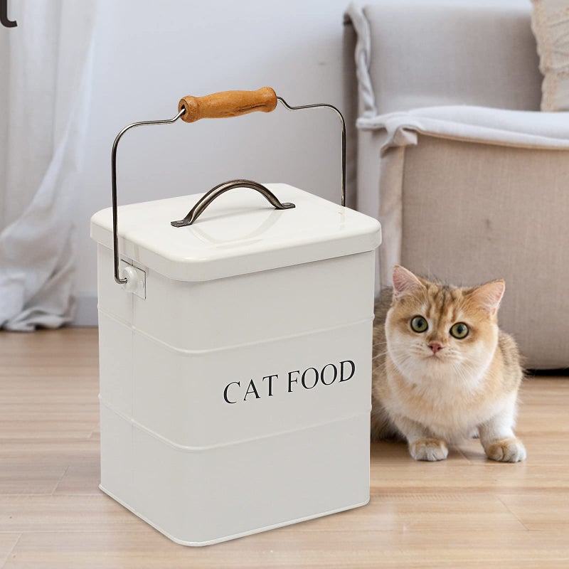 Morezi Cat Food Treat Storage Container with lid scoop included - Perfect Farmhouse Cat Food Bin for Kitchen Countertop, Shelf, Decoration Home - Cat Food - White - Image 3