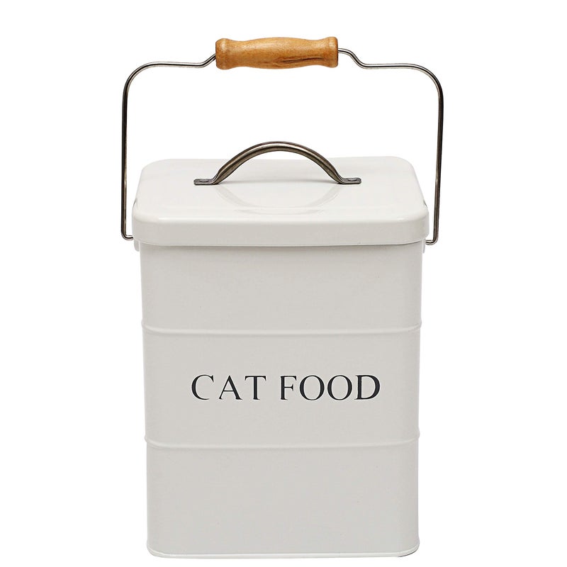 Morezi Cat Food Treat Storage Container with lid scoop included - Perfect Farmhouse Cat Food Bin for Kitchen Countertop, Shelf, Decoration Home - Cat Food - White - Image 1