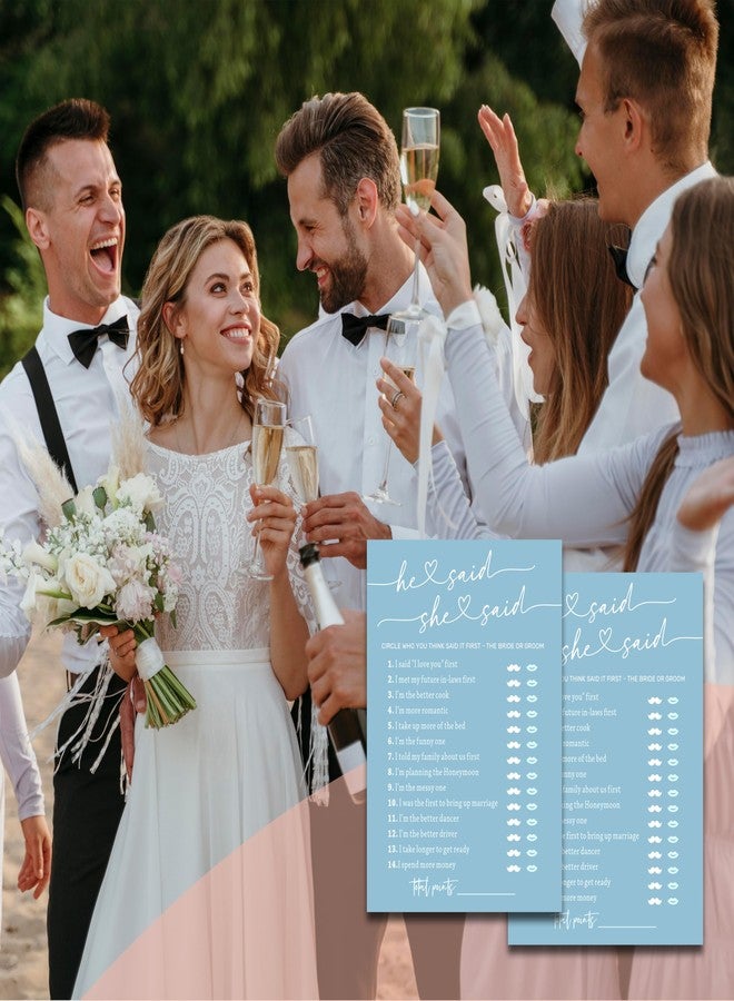 Cazhes Minimalist Bridal Shower Games, Light Blue He Said She Said Game, 30 Wedding Bachelorette Engagement Party Decorations Supplies Favors - A08 - Image 5