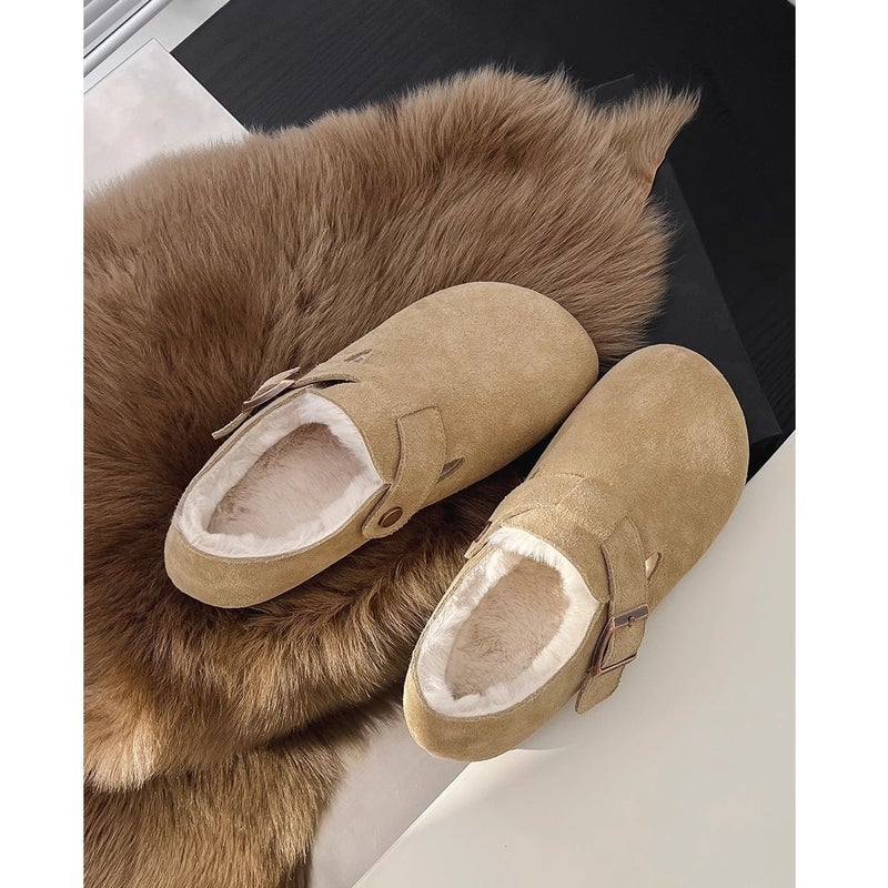 Baotou Half-Slip Birkenstock Shoes For Women, New Style, Vintage Leather Mules, Flat Casual Genuine Leather Ugly-Cute Birkenstock Shoes - Image 2