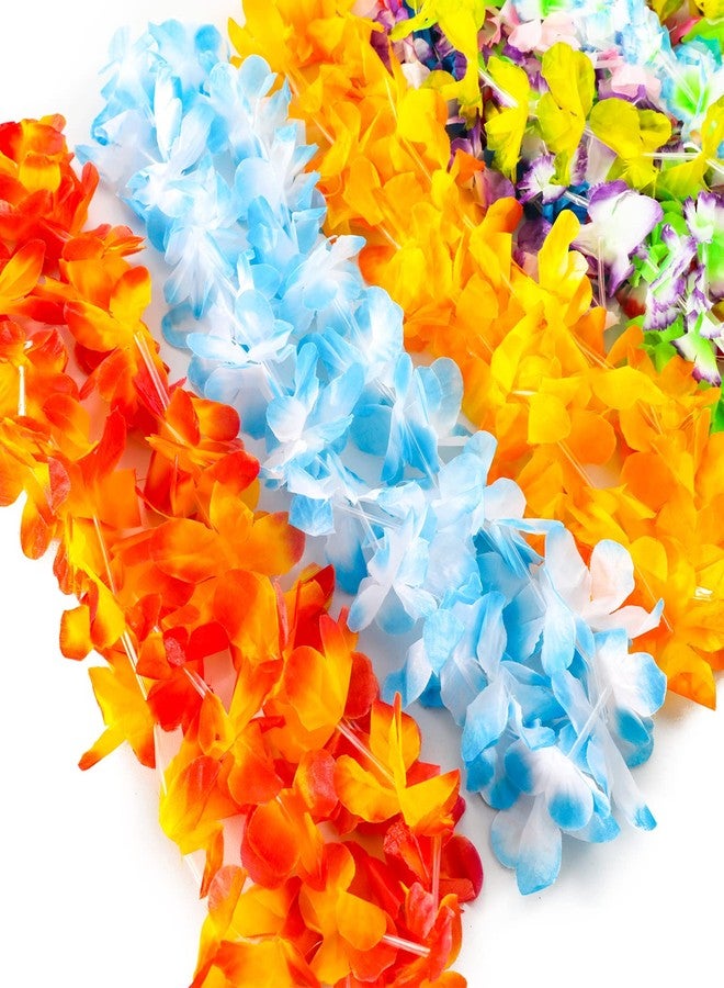 Garma 36 Counts Hawaiian Leis Necklaces Bulk, Tropical Flower Lei Hawaiian Luau Party Decorations Favors, Beach Hawaii Luau Party Supplies, Hibiscus Flowers Tiki Summer Pool Decor Supplies - Image 2