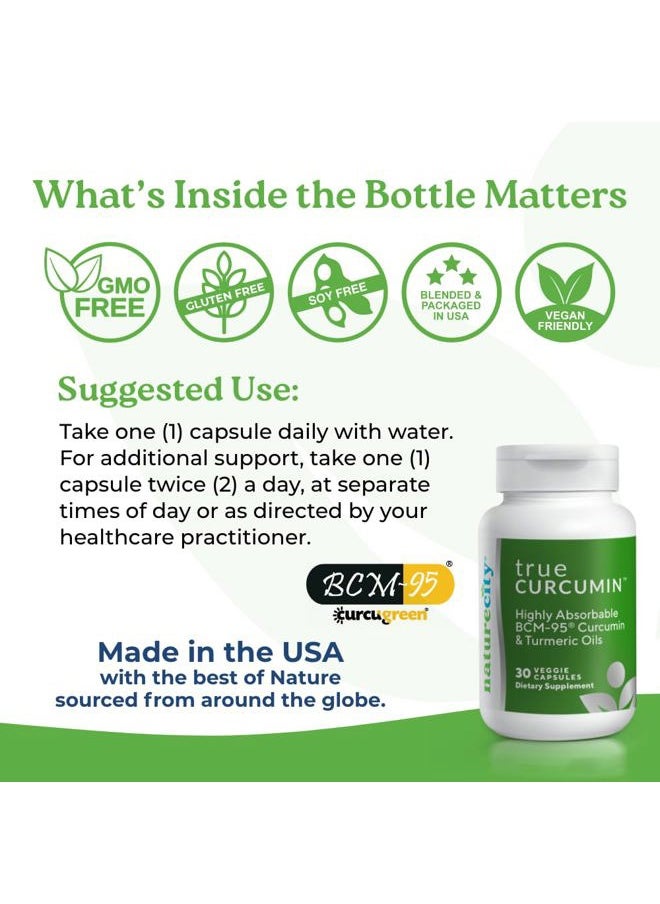 NatureCity True-Curcumin Turmeric Supplement | Non-GMO Tumeric and Curcumin 500mg Curcuma Capsules Vitamin Supplements | Up to 700% Increase in Absorption (30 Day Supply) | Supports Joints  - Image 2