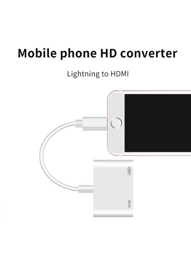 Lightning To Hdmi HD Cable For Apple Mobile Phone To TV HD Video Converter-Color:White-Line Length:20CM