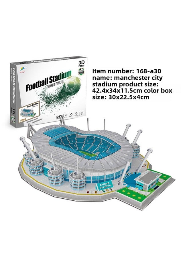 3D Jigsaw Puzzle World Cup Football Stadium Construction Stadium Model Children's DIY Puzzle Toy-Color:Manchester City-Etihad Stadium - Image 1