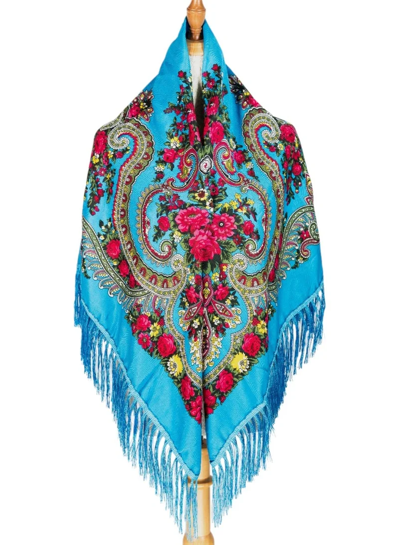 Masha Women's Eastern European Cotton Tassel Shawl
