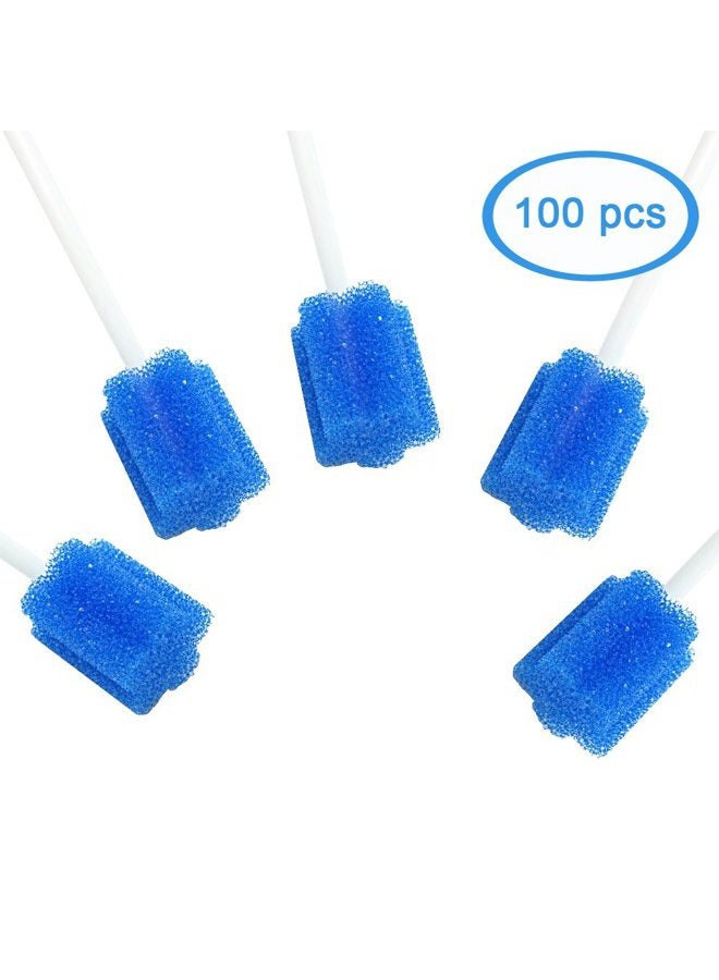 MUNKCARE Disposable Oral Sponge Swabs Unflavored-Dental Sponge Swabsticks Unflavored for Mouth & Gum Cleaning 100 Counts (Blue Coarse) - Image 1