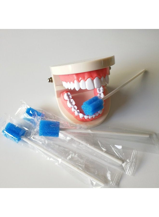 MUNKCARE Disposable Oral Sponge Swabs Unflavored-Dental Sponge Swabsticks Unflavored for Mouth & Gum Cleaning 100 Counts (Blue Coarse) - Image 2