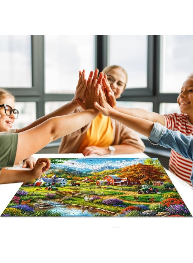 1000 قطعة لغز نمط الرسم الزيتي للتجول الافتراضي للقرية - استمتع بمزيج مثالي من الهدوء والفن - Image 2