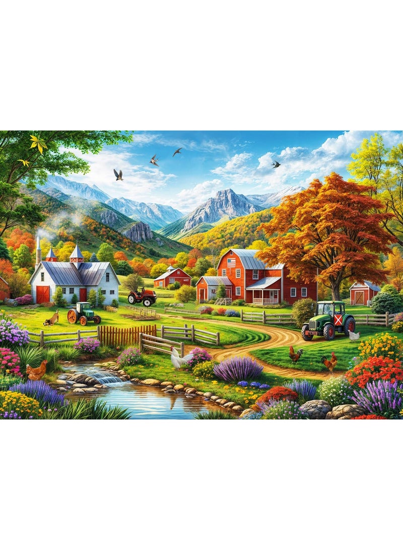 1000 قطعة لغز نمط الرسم الزيتي للتجول الافتراضي للقرية - استمتع بمزيج مثالي من الهدوء والفن - Image 1