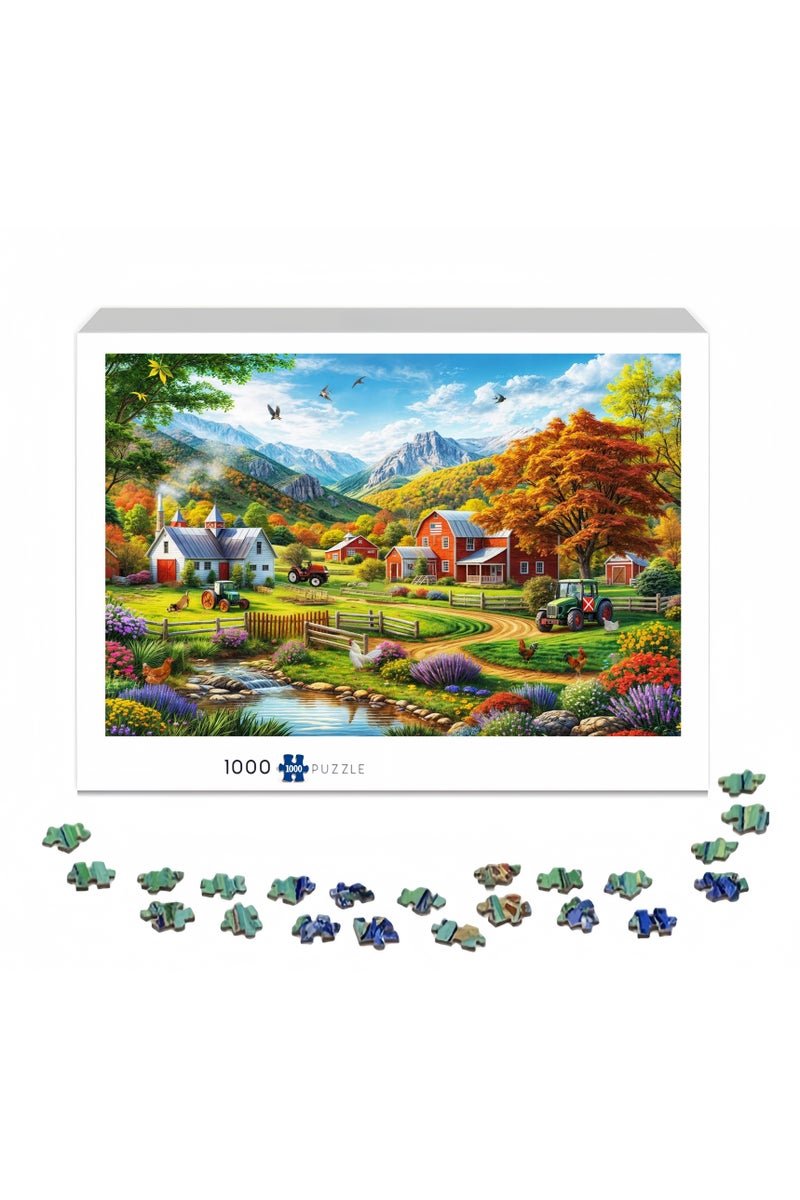 1000 قطعة لغز نمط الرسم الزيتي للتجول الافتراضي للقرية - استمتع بمزيج مثالي من الهدوء والفن - Image 4