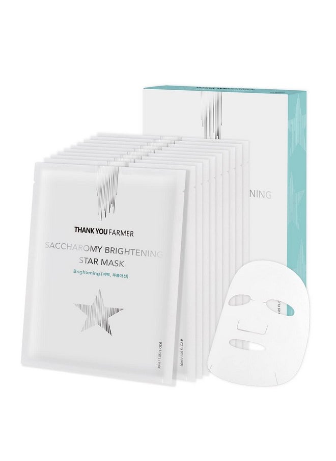 THANKYOU FARMER - Saccharomy Brightening Star Mask (10Ea) Phyto Mucin Essence For Glowing Niacinamide Fermented Rice Saccharomyces Korean Sheet Mask For Dry And Dehydrated Skin (10) - Image 1