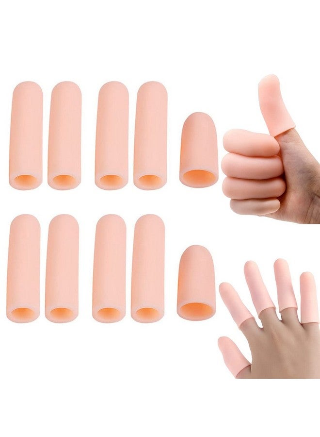 maycreate MAYCREATE® 10pcs finger protection, Gel Finger Support Protector Gloves, Gel Finger Cots/Covers for Trigger Finger Hand Eczema Finger Cracking Finger Arthritis, Apricot，one size - Image 1