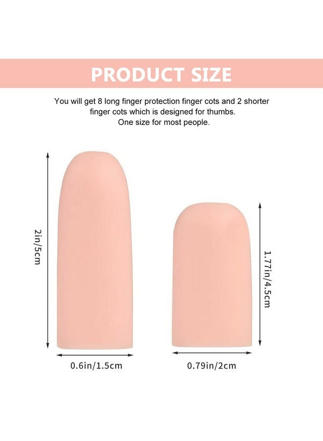 maycreate MAYCREATE® 10pcs finger protection, Gel Finger Support Protector Gloves, Gel Finger Cots/Covers for Trigger Finger Hand Eczema Finger Cracking Finger Arthritis, Apricot，one size - Image 2