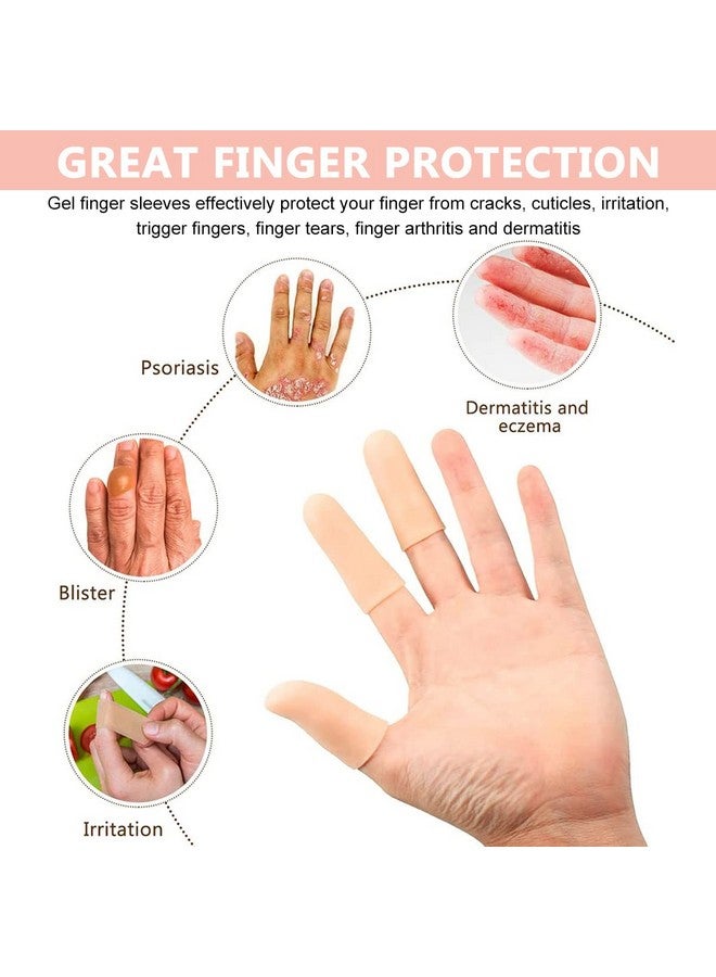 maycreate MAYCREATE® 10pcs finger protection, Gel Finger Support Protector Gloves, Gel Finger Cots/Covers for Trigger Finger Hand Eczema Finger Cracking Finger Arthritis, Apricot，one size - Image 5
