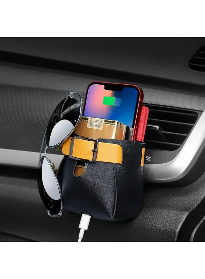 Black Car Vent Storage Bag Air Conditioning Vent Phone Holder Hanging Organizer - Image 4