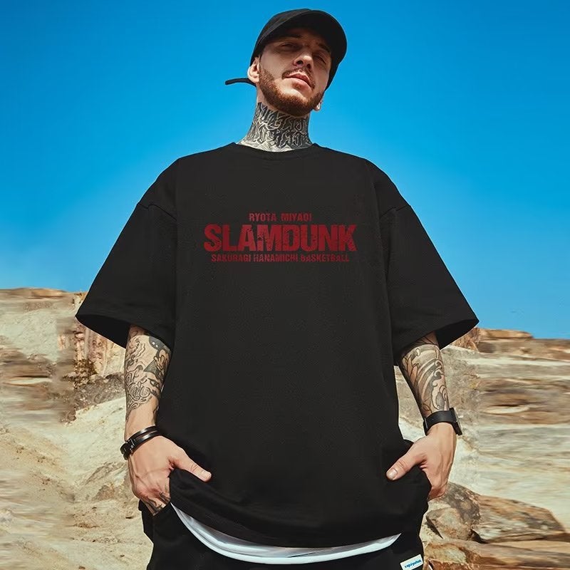 Japanese Style Trendy Brand Loose T-Shirt For Fatty Men'S Wear Loose Plus Fat Plus Size Short-Sleeved Trendy Cartoon Sports Half-Sleeved Top - Image 4