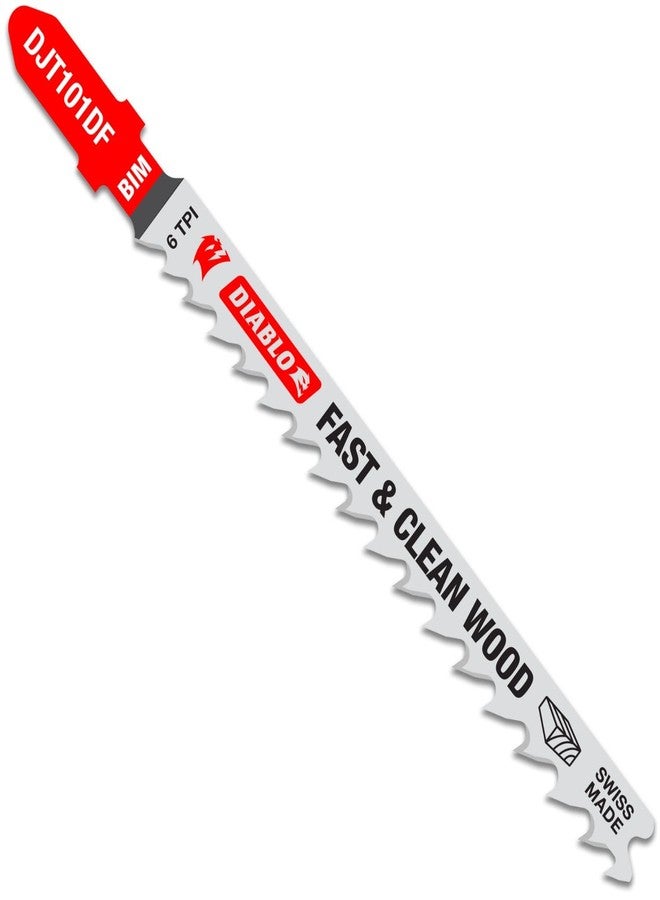 Diablo Bi-Metal Jig Saw Blades for Wood - Ideal for Fast and Clean Wood Cutting - 4", 6 TPI, 5-Pack - DJT101DF5 - Image 1